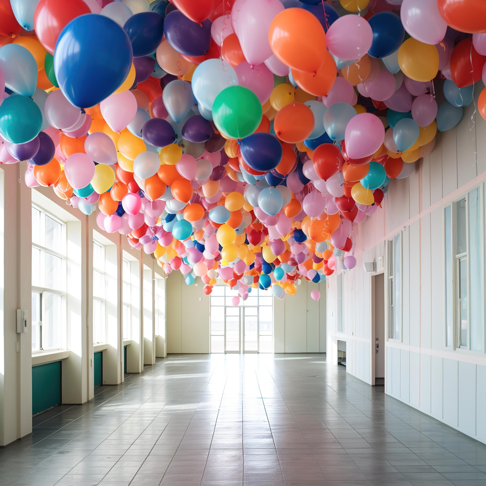 How to decorate the ceiling of a room with balloons and without using Helium